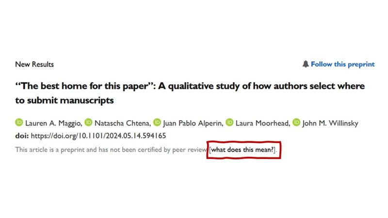 A Screen print of the reference of the paper discussed in the episode Maggio, L. A., Chtena, N., Alperin, J. P., Moorhead, L., & Willinsky, J. M. (2024). “The best home for this paper”: A qualitative study of how authors select where to submit manuscripts